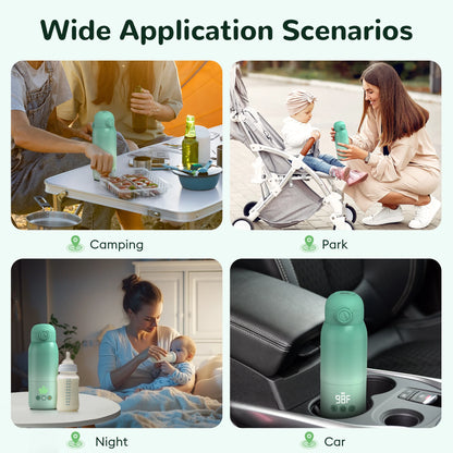 Baby Bottle Warmer, Dual Heating Modes for Breast Milk and Water, 12 OZ Portable Milk Warmer, Green