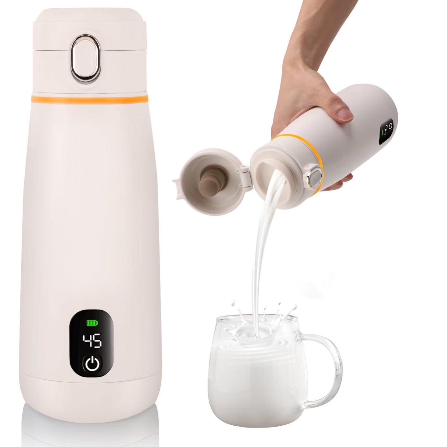 Portable Bottle Warmer for Travel 12Oz/350Ml Capacity Portable Milk Warmer for Baby Breast Milk & Water, Rapid Warming with LED Display