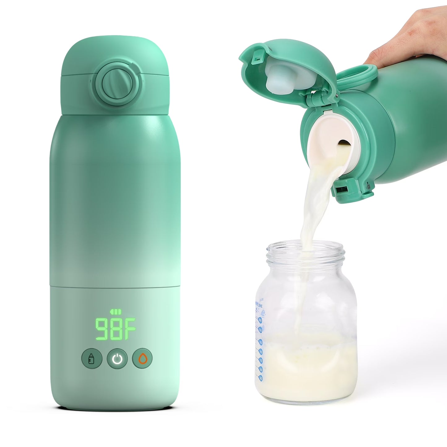 Baby Bottle Warmer, Dual Heating Modes for Breast Milk and Water, 12 OZ Portable Milk Warmer, Green