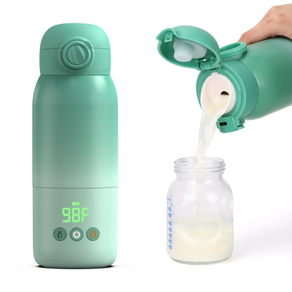 Baby Bottle Warmer, Dual Heating Modes for Breast Milk and Water, 12 OZ Portable Milk Warmer, Green